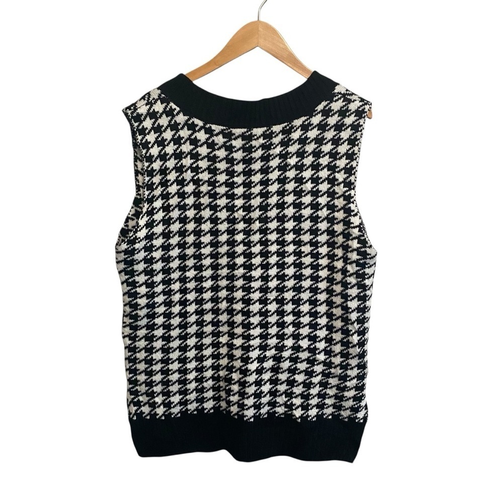 Relaxed Fit Black and White Houndstooth Knit Sweater Vest Size Small - Picture 6 of 6